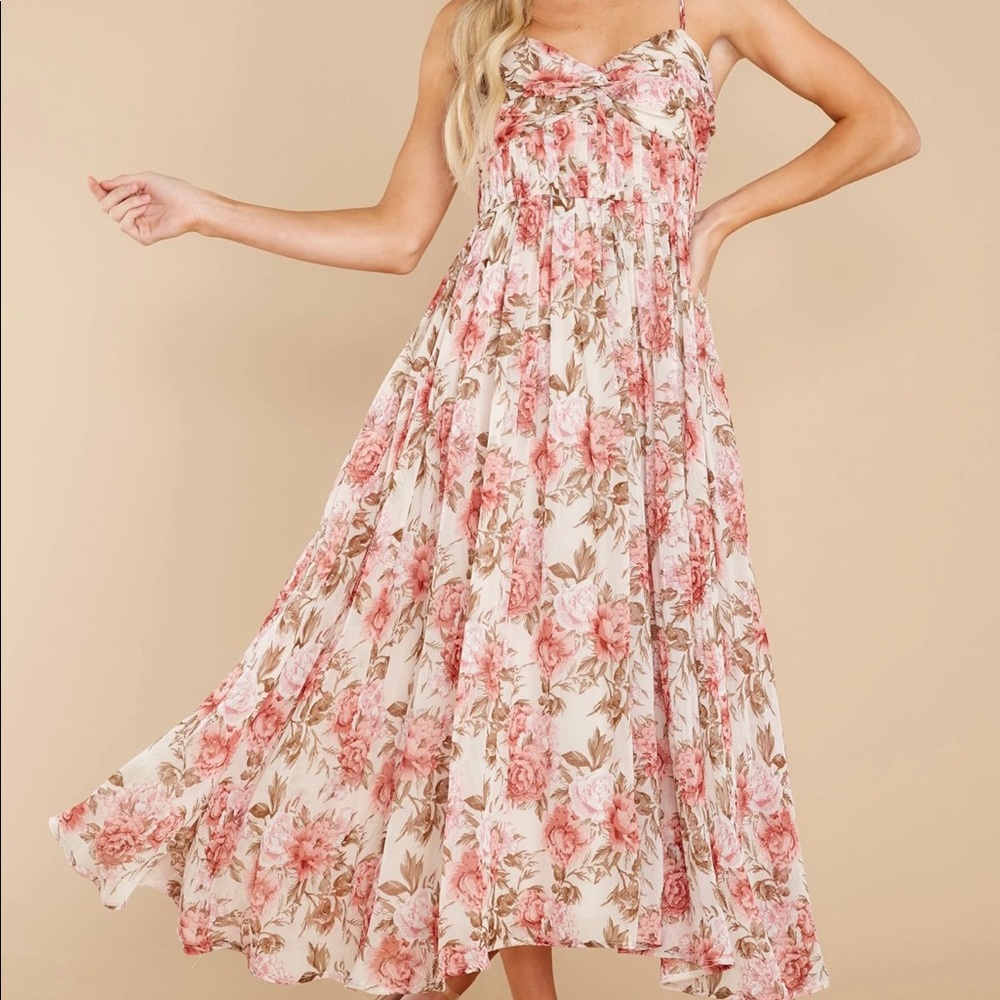 Darling Discovery Pink Floral Print Maxi Dress.